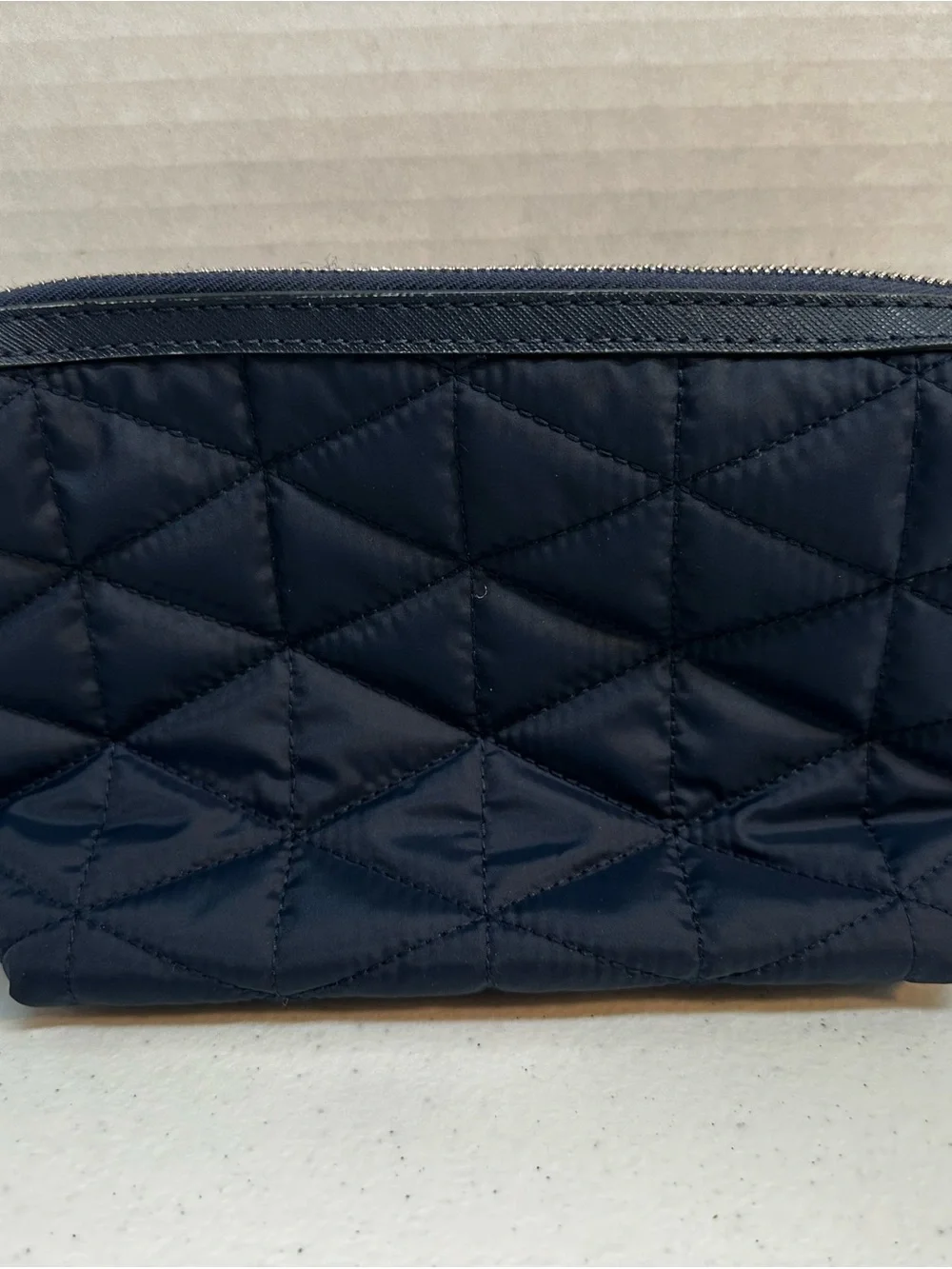 Kate Spade New York Black Quilted Nylon Cosmetic Makeup Travel Pouch Bag OS